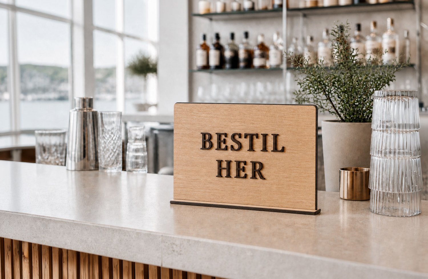 3D Bestillingsskilt til cafe & restaurant med fod