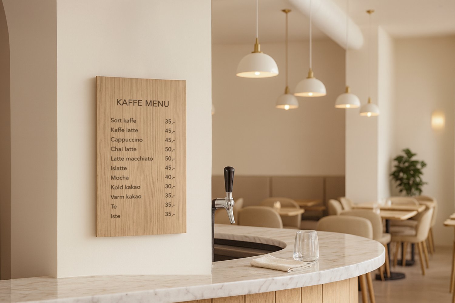 Stort barskilt i træ til baren