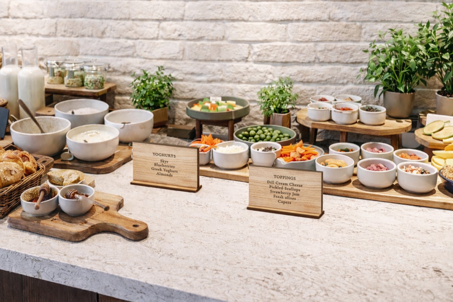 Buffetskilte i træ til restaurant & hotel