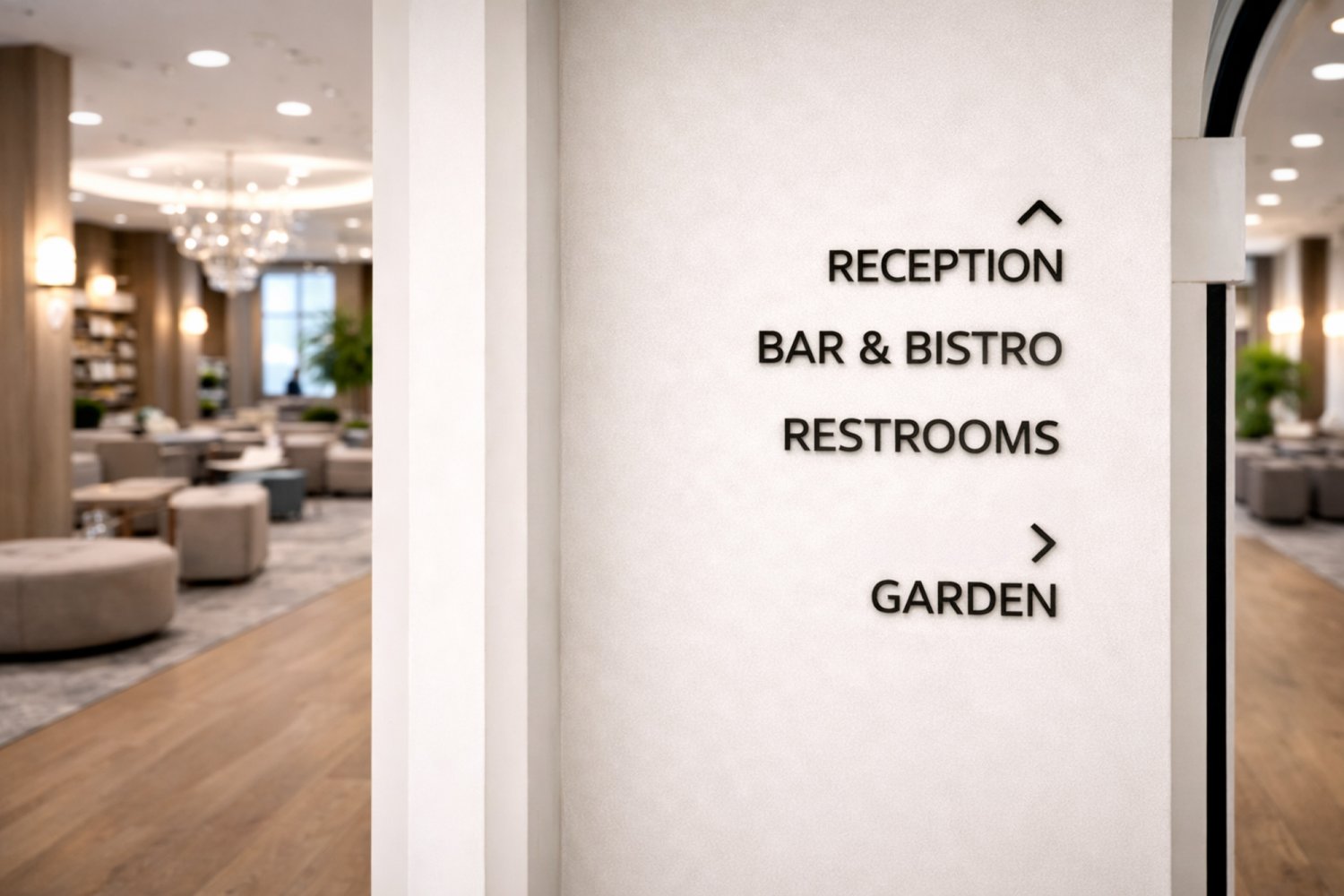 Udskåret sort tekst til hotel