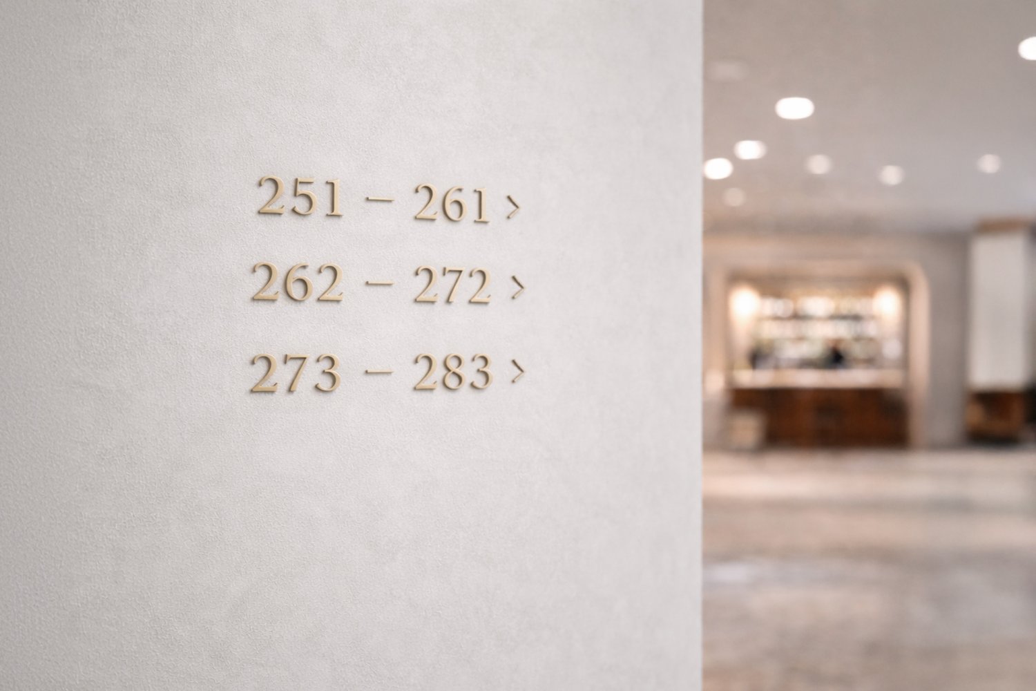 Udskårne guld værelsesnumre til hotel