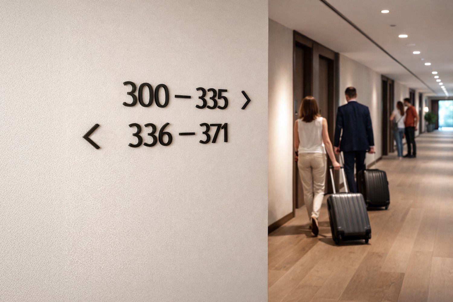 Udskårne sorte værelsesnumre til hotel