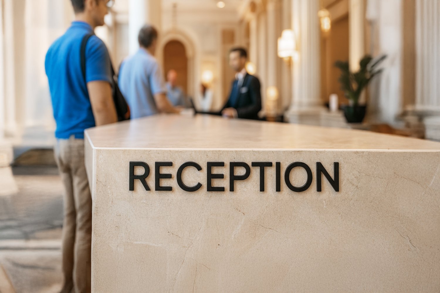 Udskåret receptionsskilt til hotel