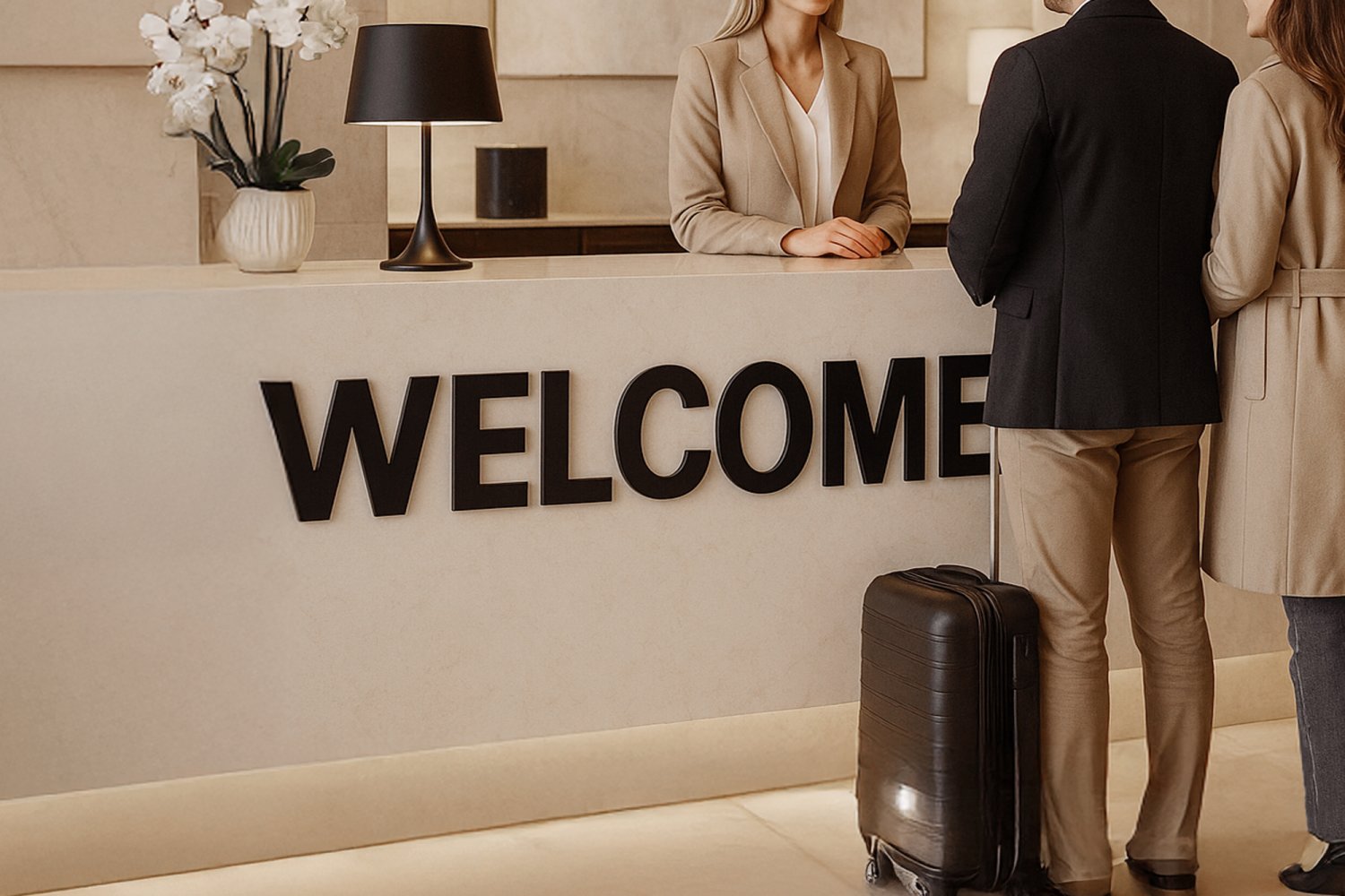 Stort udskåret velkomstskilt til hotel