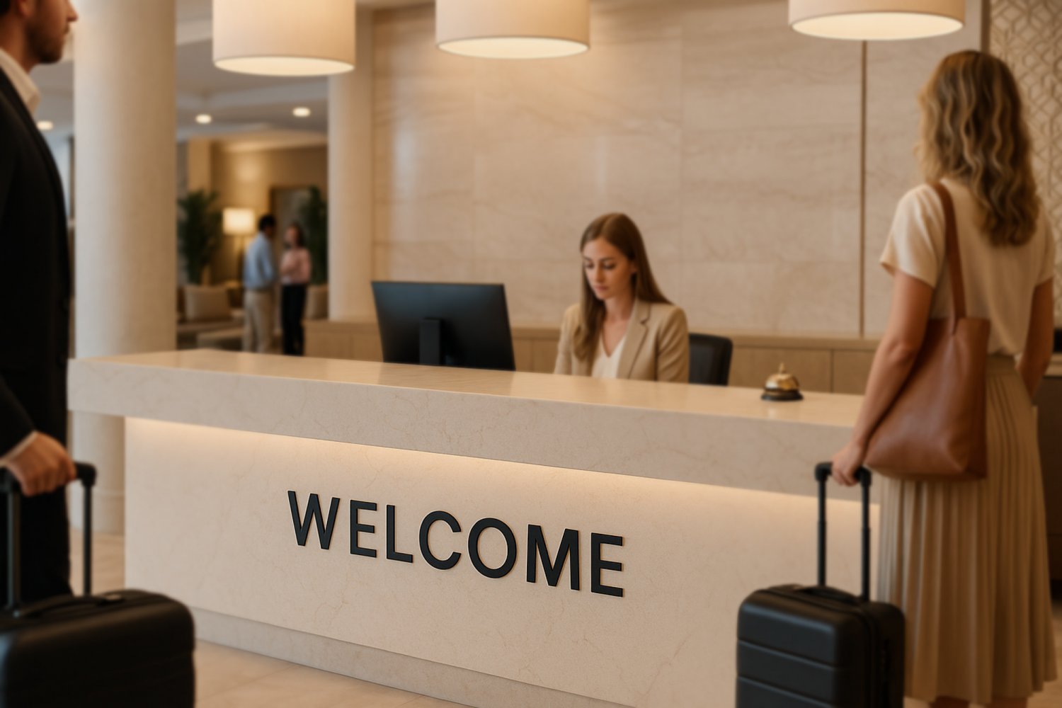 Udskåret velkomstskilt til hotel