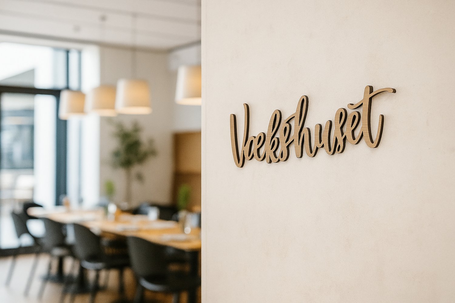 Udskåret træskilt til væg