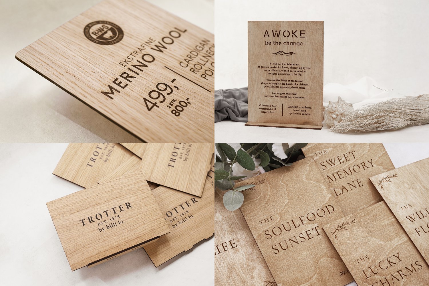 Træskilte med eget design og holder