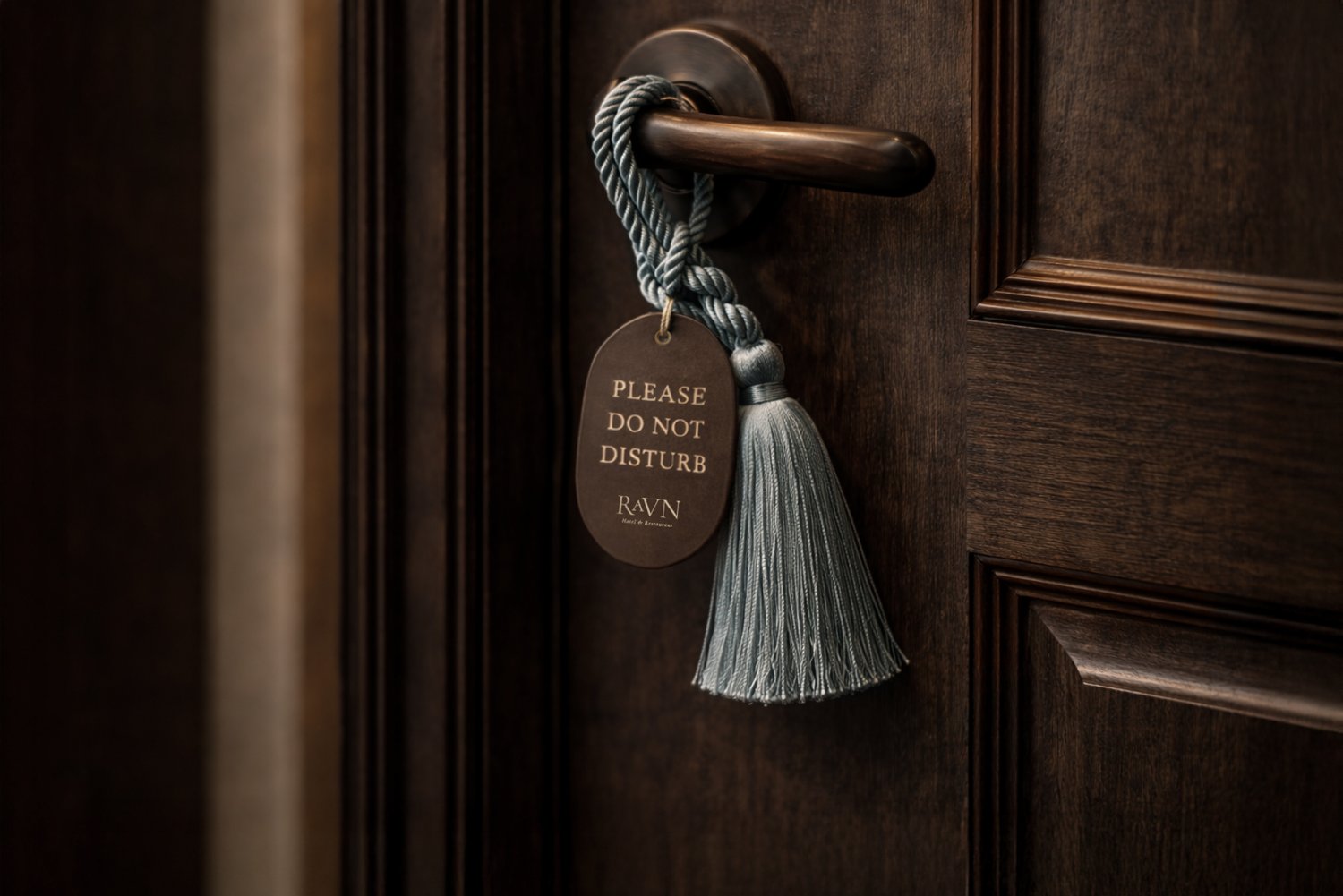 Dørhængere i læder med guldskrift og kvaster