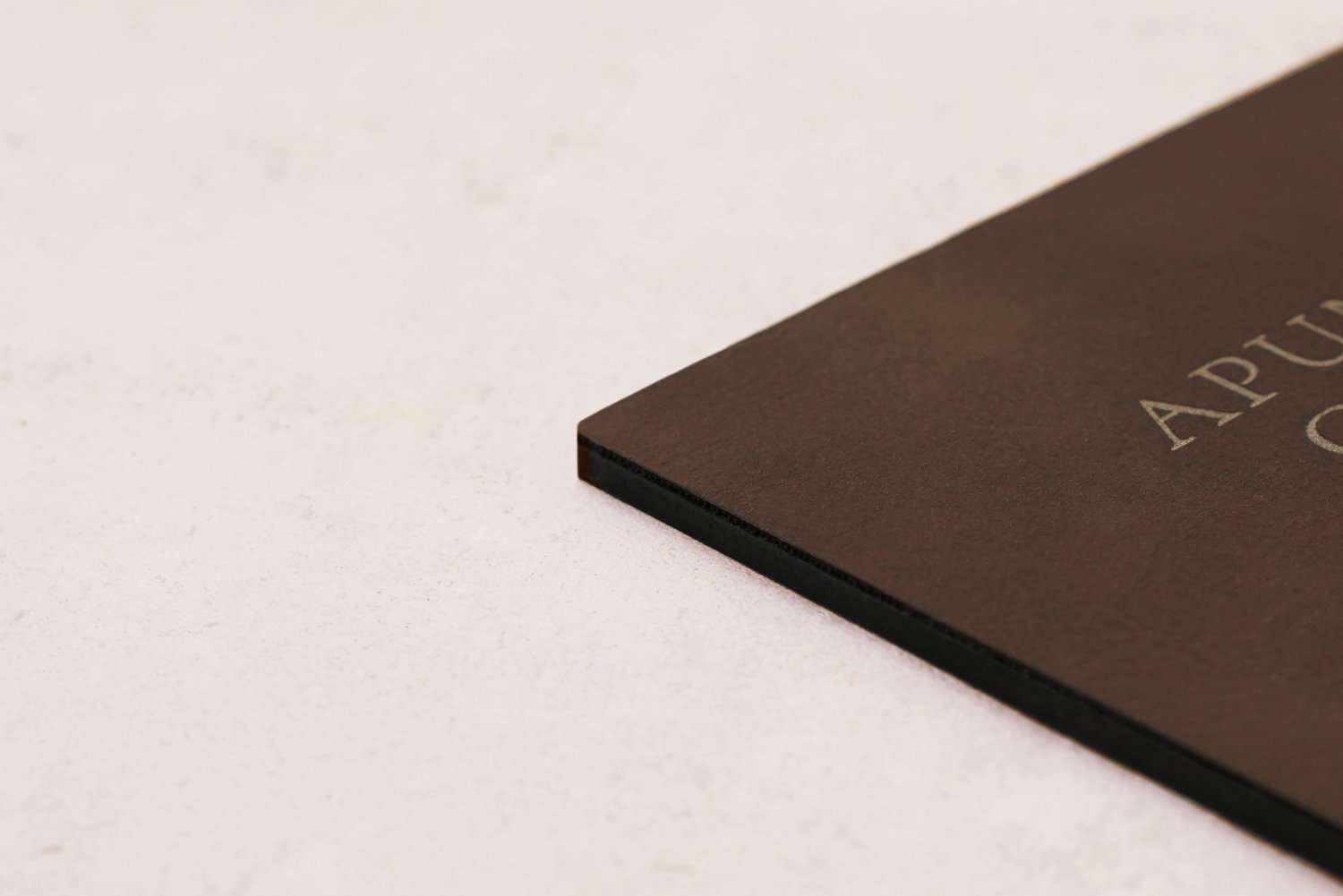 Stort barskilt i læder med guldskrift