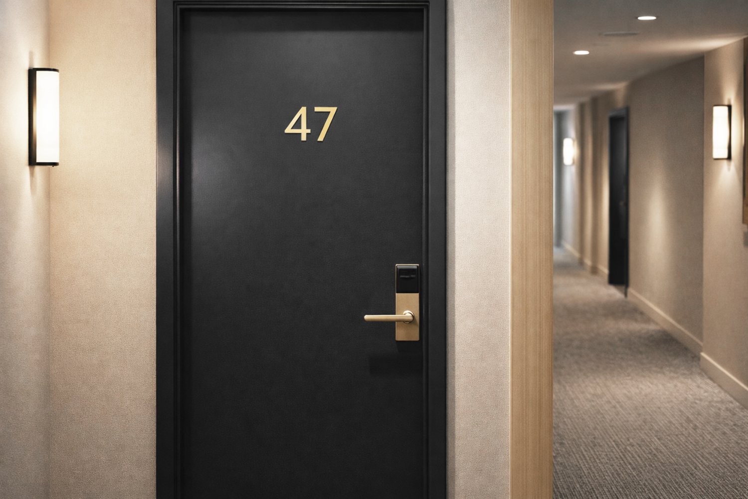 Udskåret hotel værelsesnumre i guld