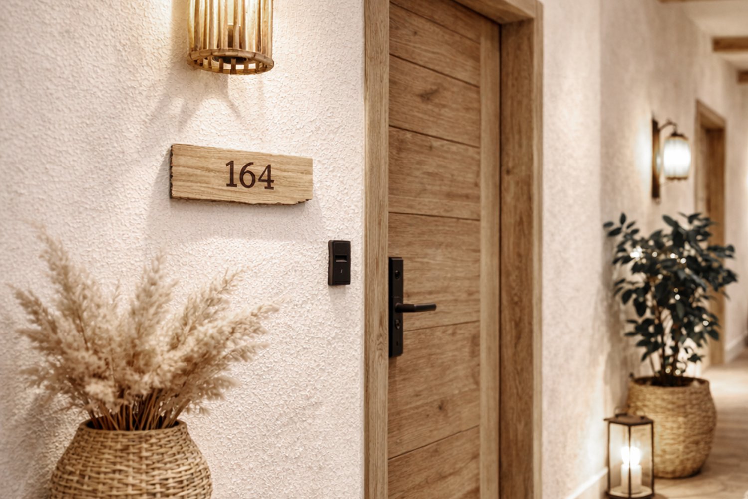 Organiske hotel værelsesnumre i træ