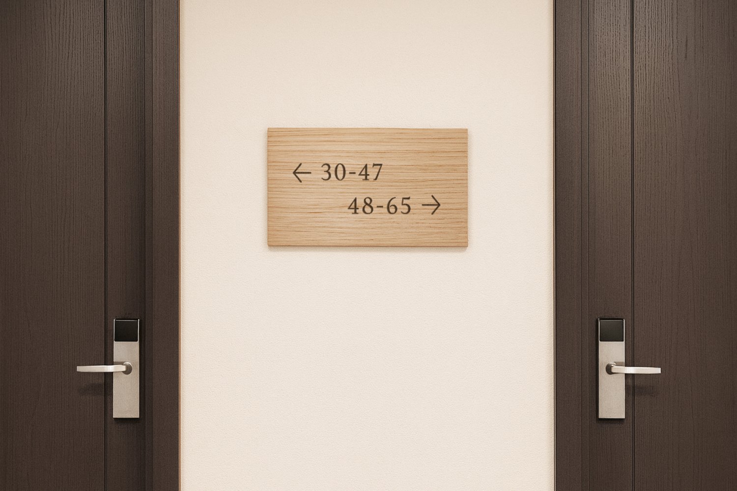 Vandret retningsskilt i træ til hotel