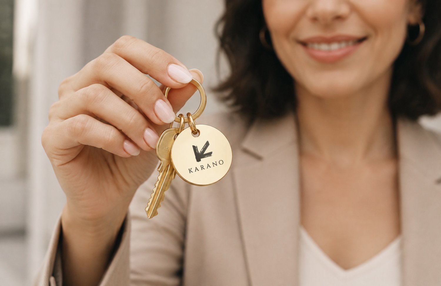 Rund guld nøglering med logo