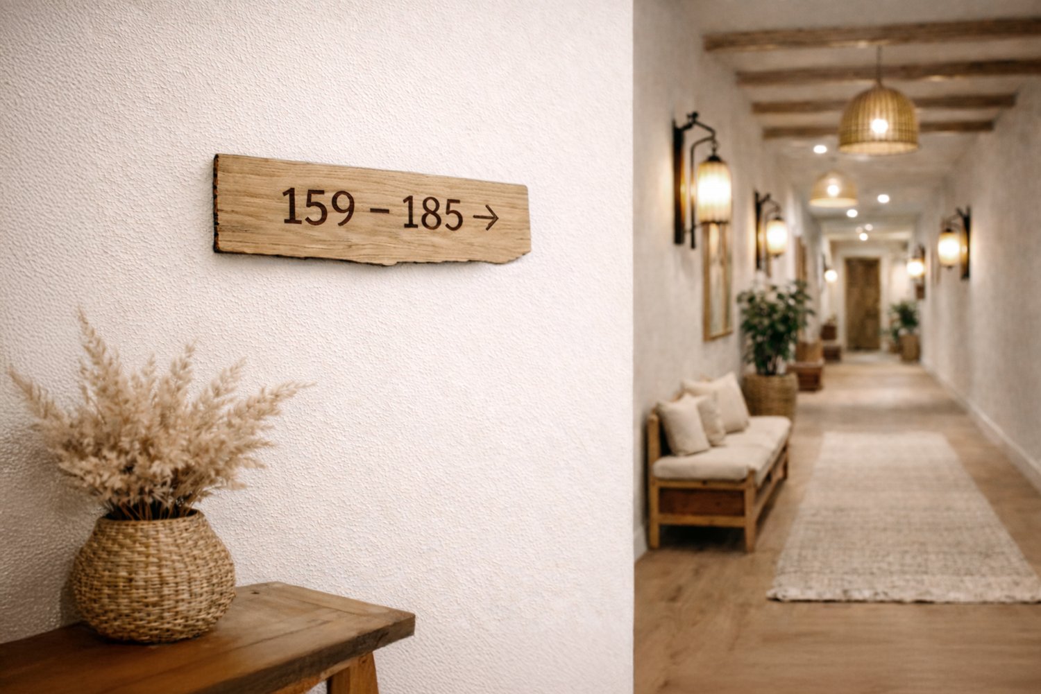 Stor organiske retningsskilte i træ til hotel