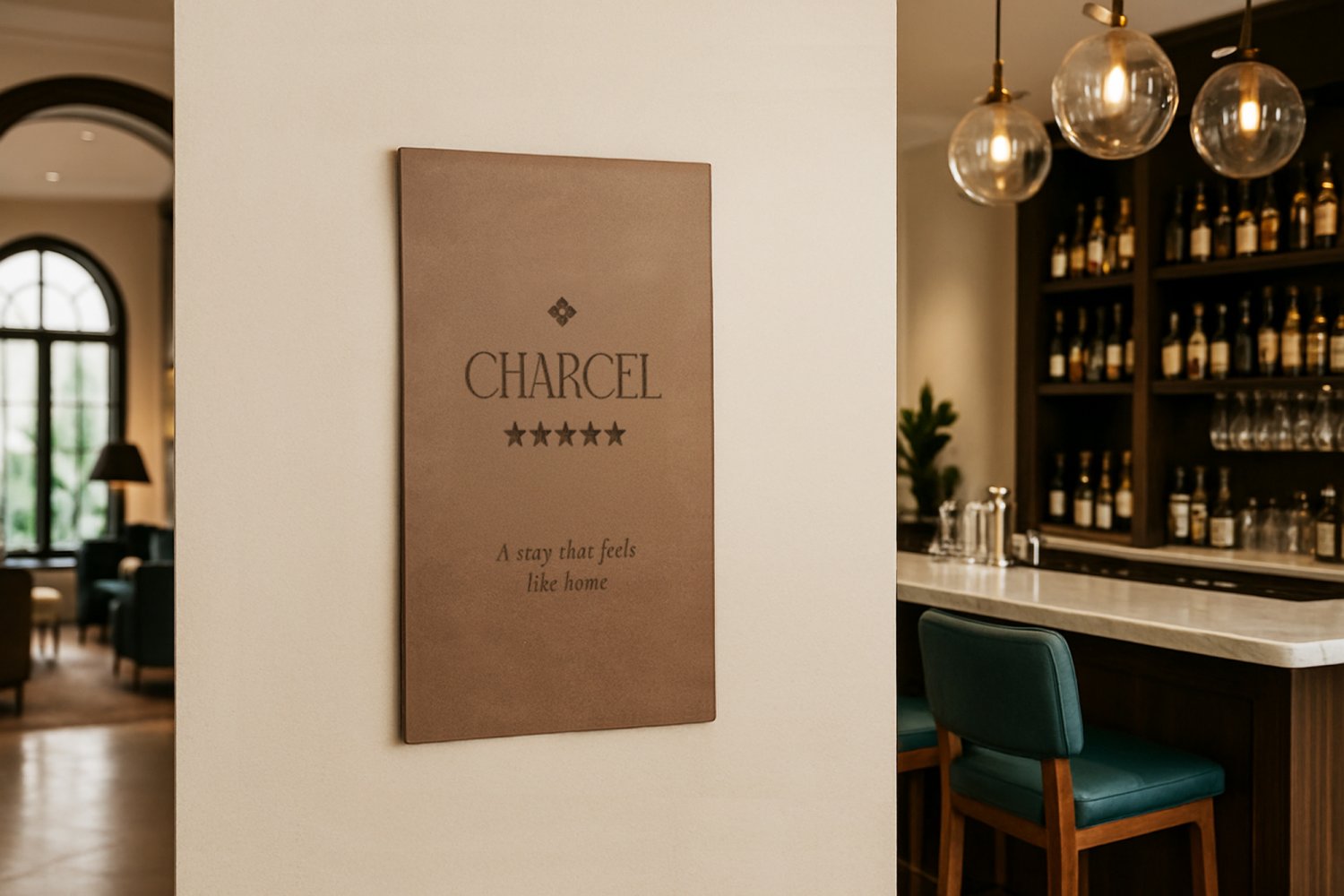 Stort logoskilt i læder