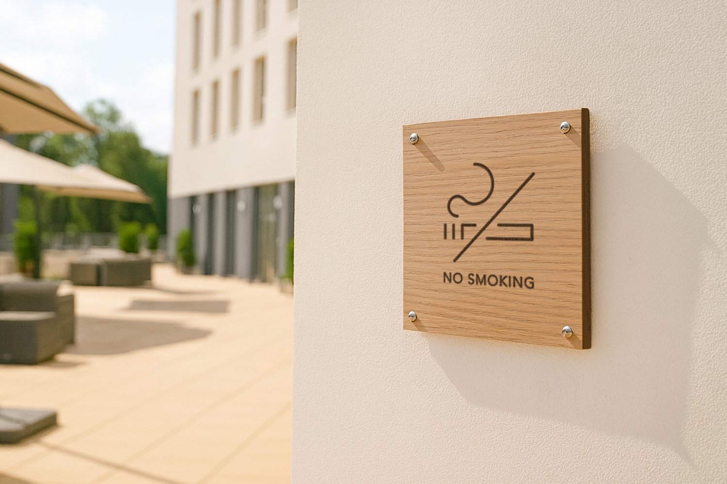 "No Smoking" skilte i træ