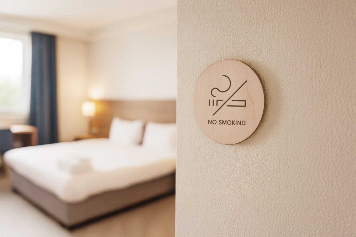 Runde "No Smoking" skilte i træ