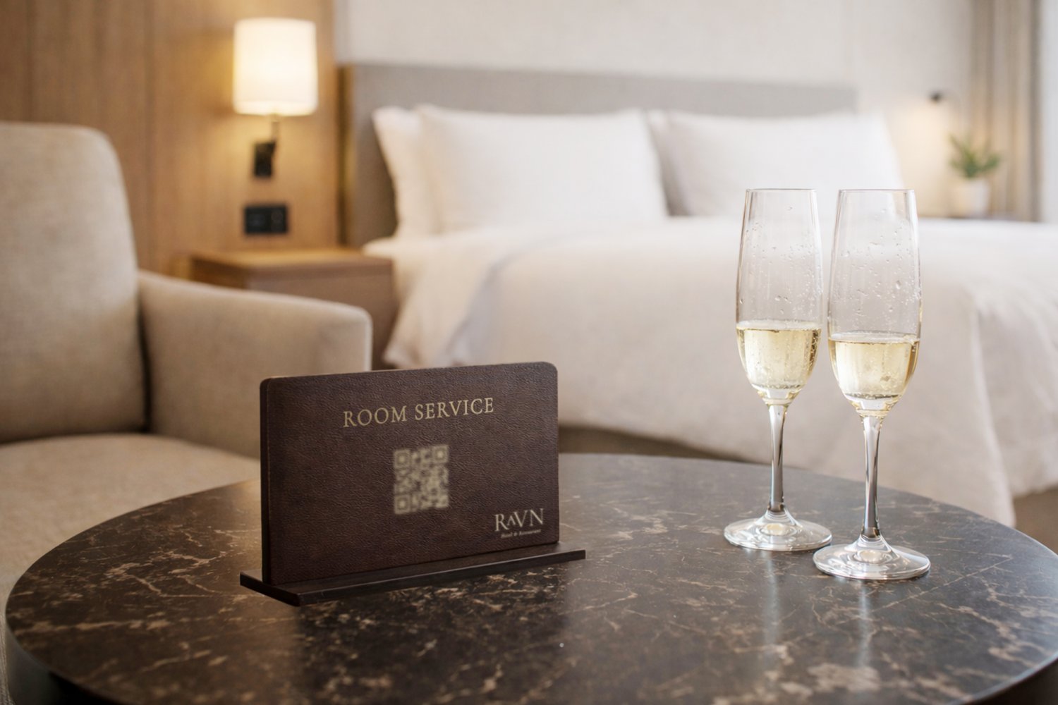 Room service skilte med QR-kode i læder