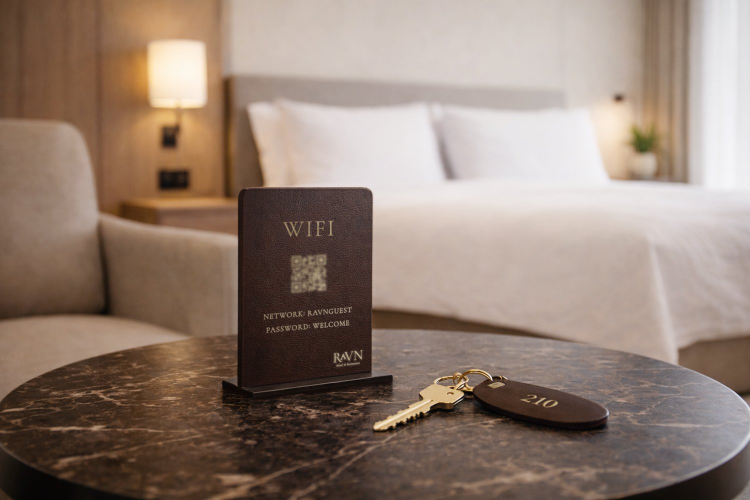 WiFi-skilte i læder til hoteller