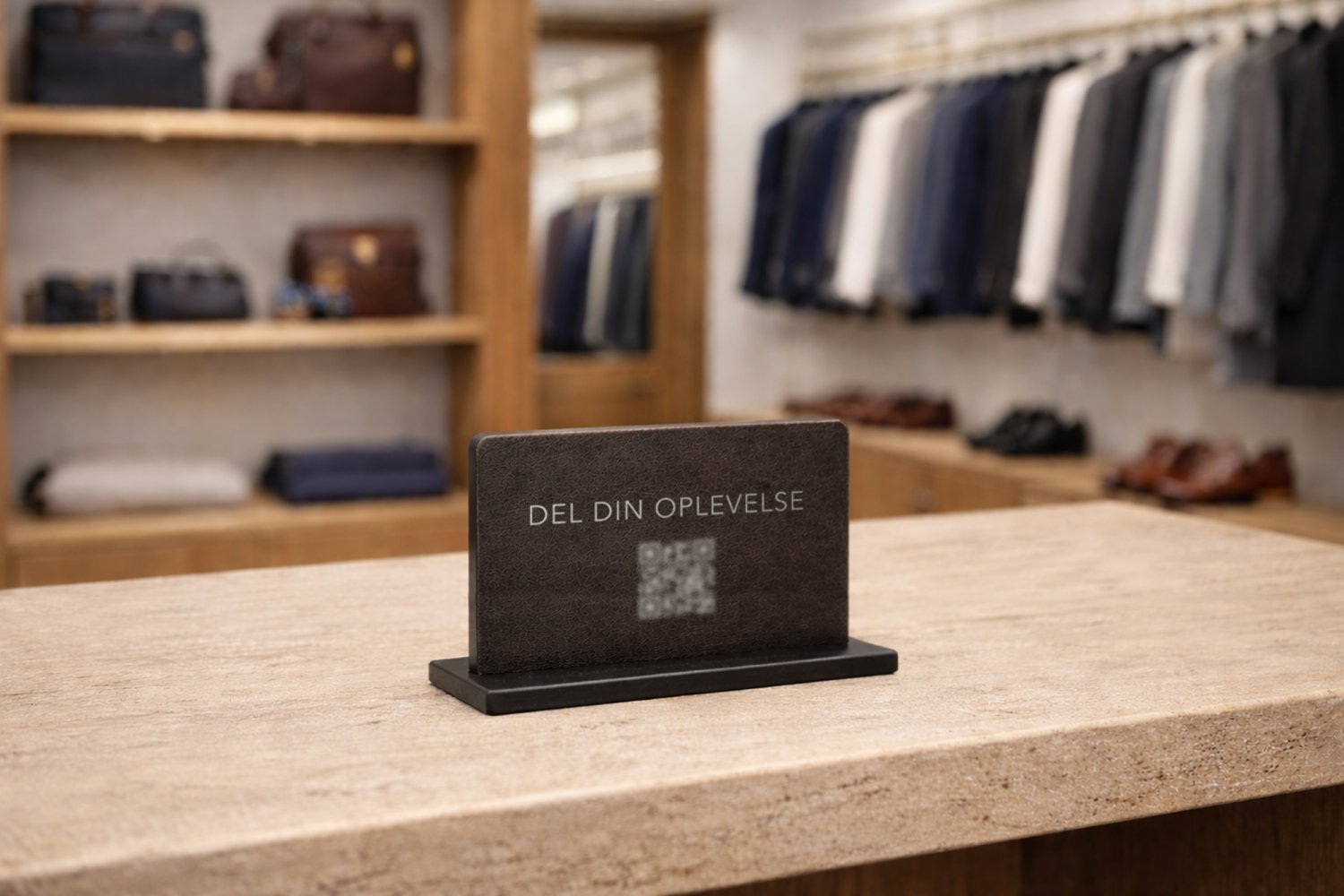 Små læderskilte med QR-koder