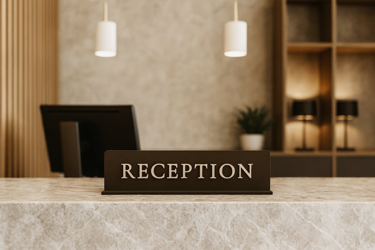 3D Receptionsskilt med holder