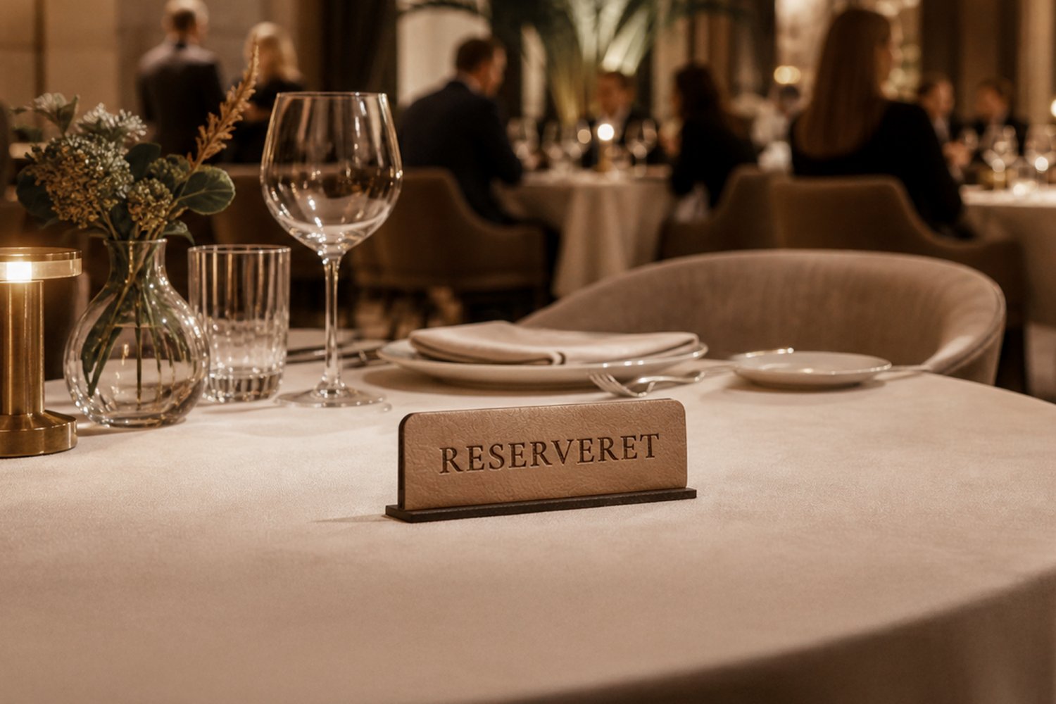 Små reservationskilte i læder til restaurant