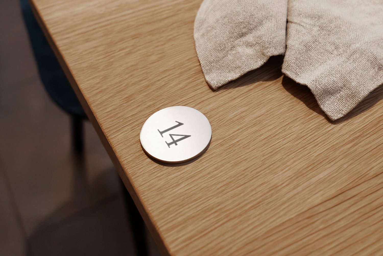 Runde restaurant bordnumre i metal