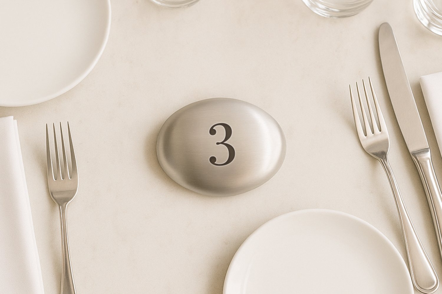 Små restaurant bordnumre i stål
