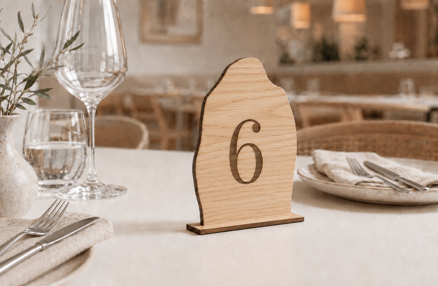 Restaurant bordnumre i træ