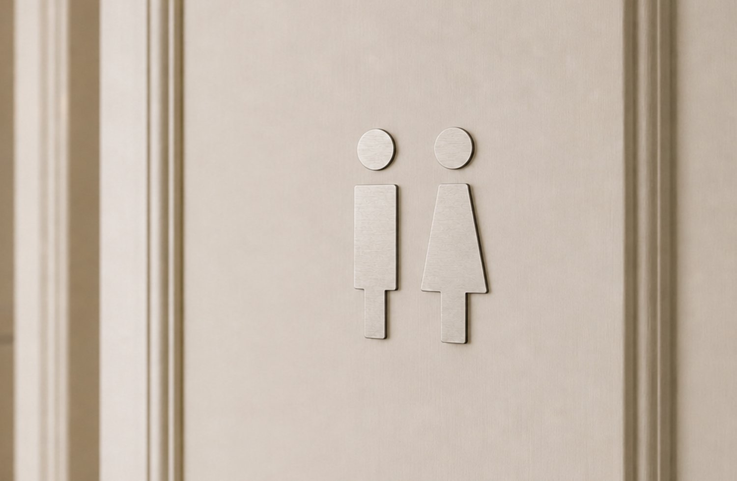 Toiletskilte i metallisk akryl med figurer