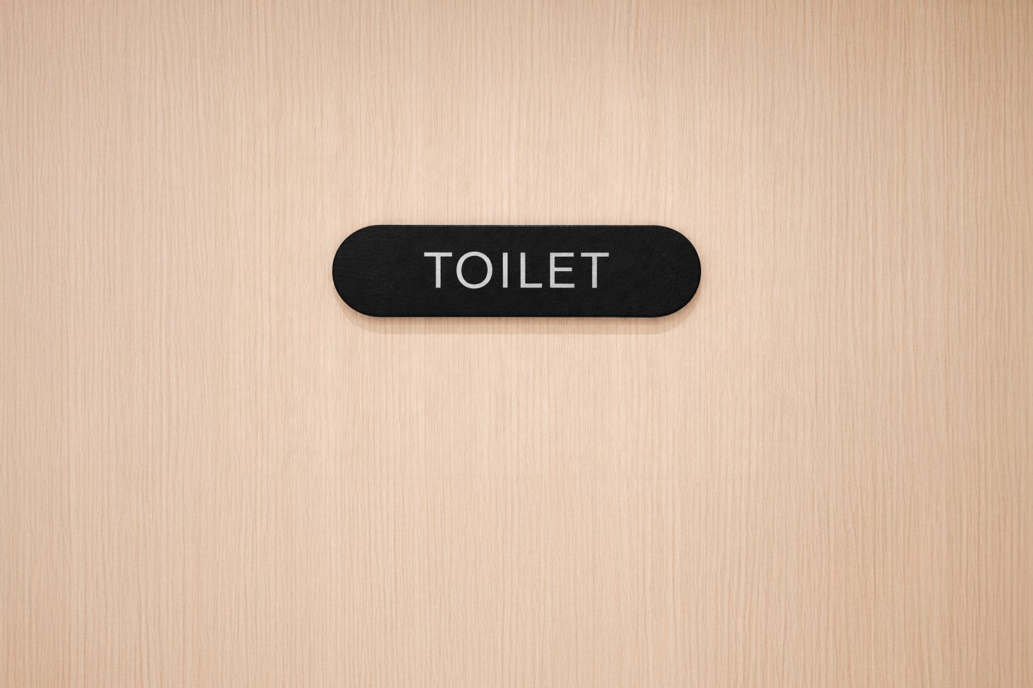 Toiletskilte i læder med sølvskrift