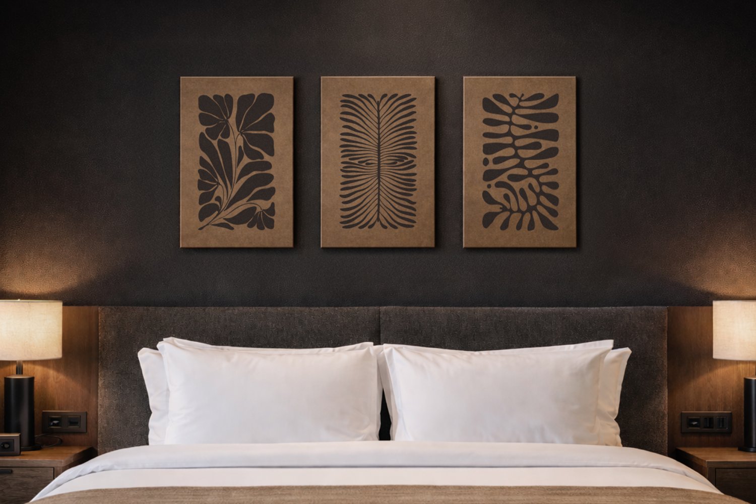 Art work i læder med retro illustrationer