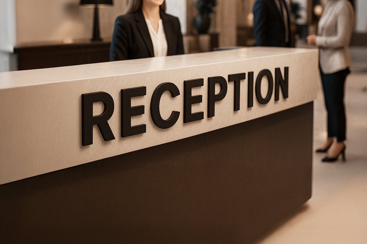 Stort udskåret receptionsskilt til hotel