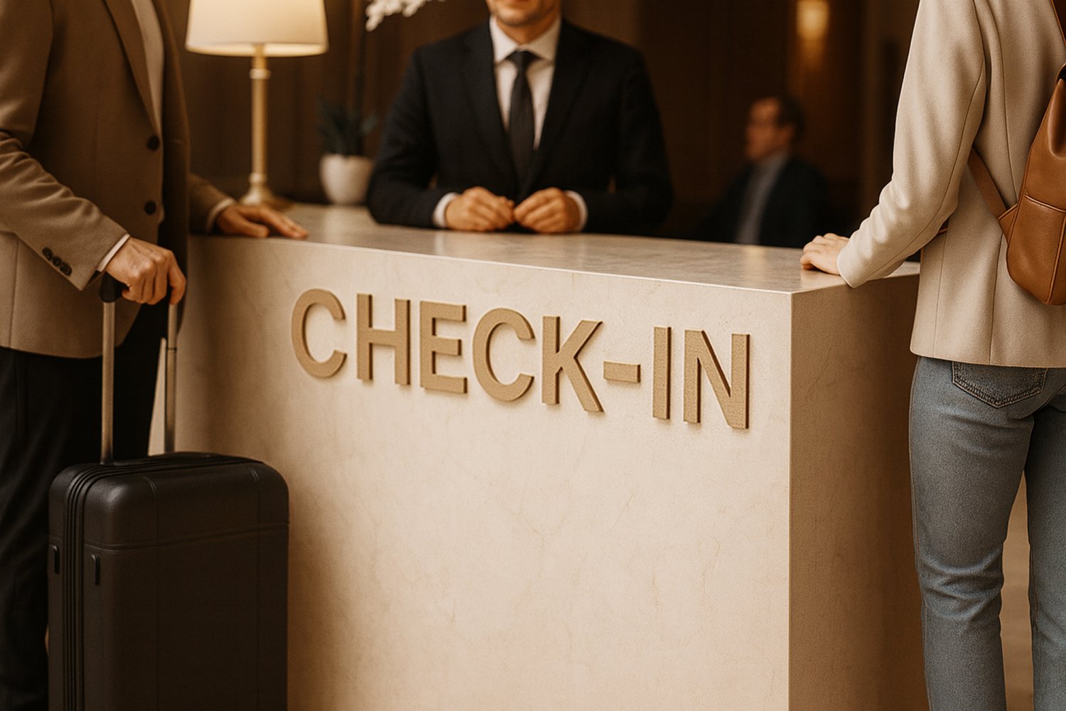 Stort udskåret Check-In skilt i træ til hotel