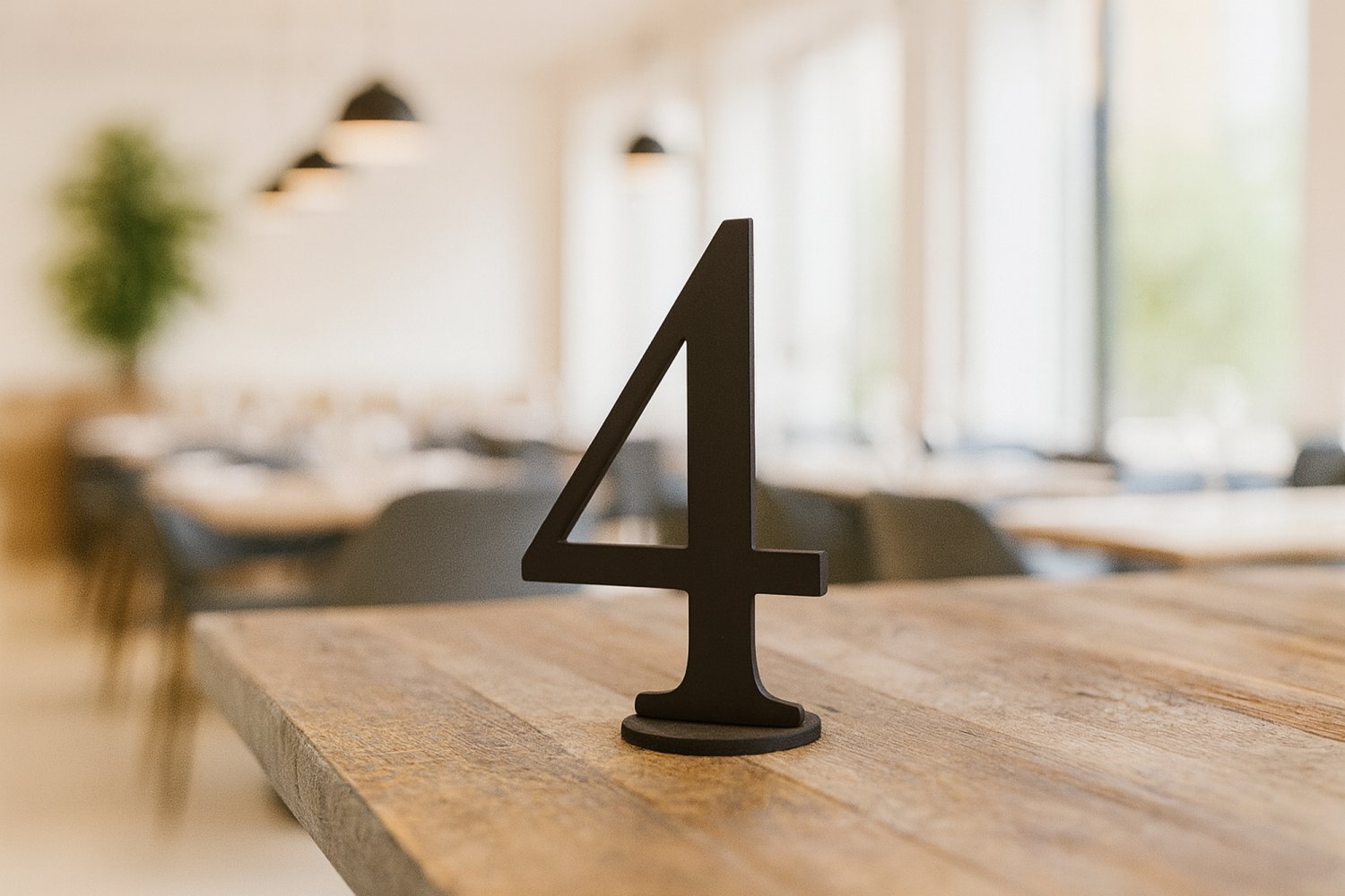 Udskårne bordnumre til restaurant