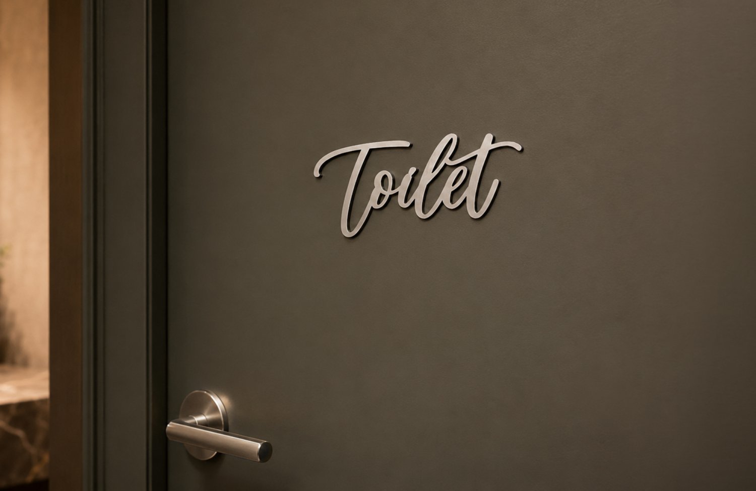 Udskåret toiletskilt i sølv