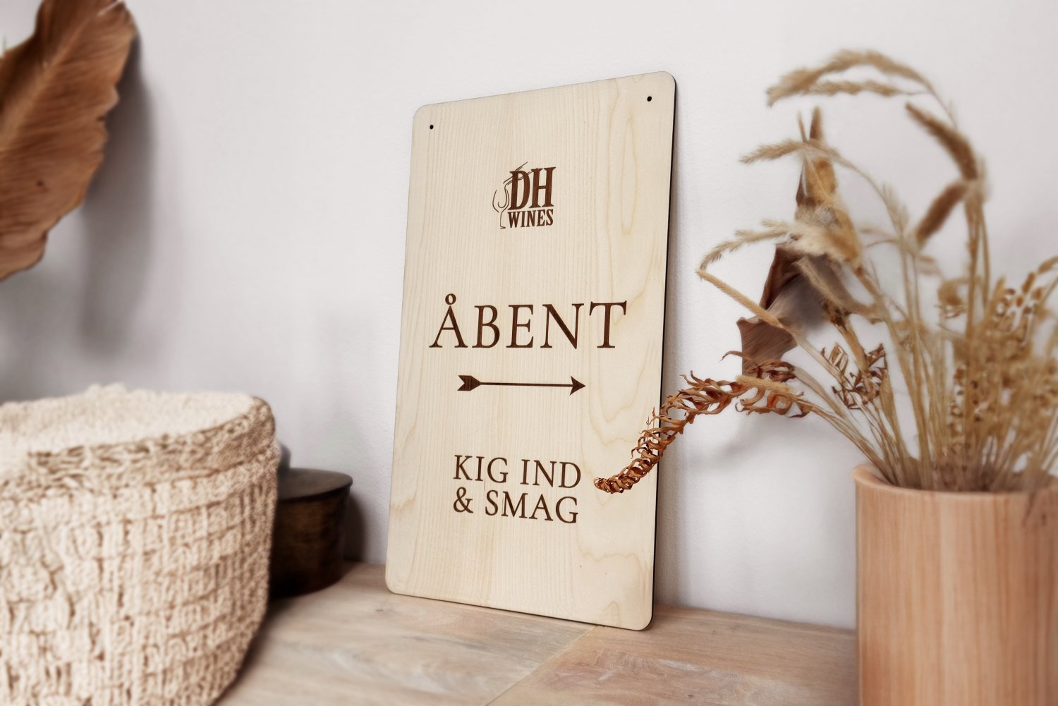 Stort Åben / Lukket skilt i træ