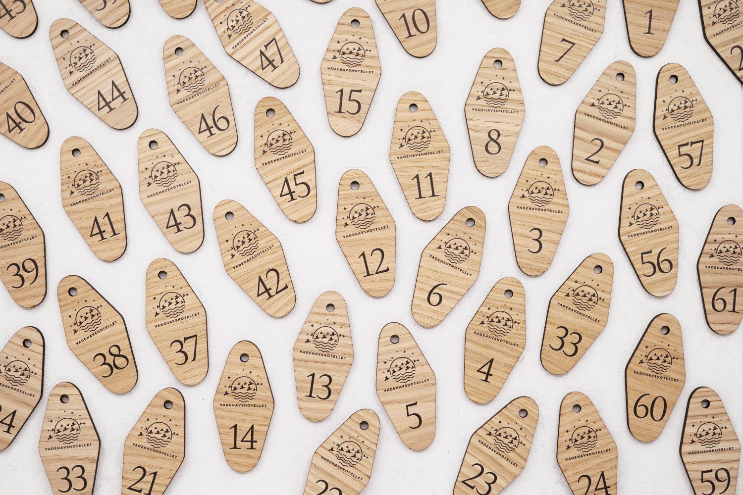 Hotel nøgleringe i træ