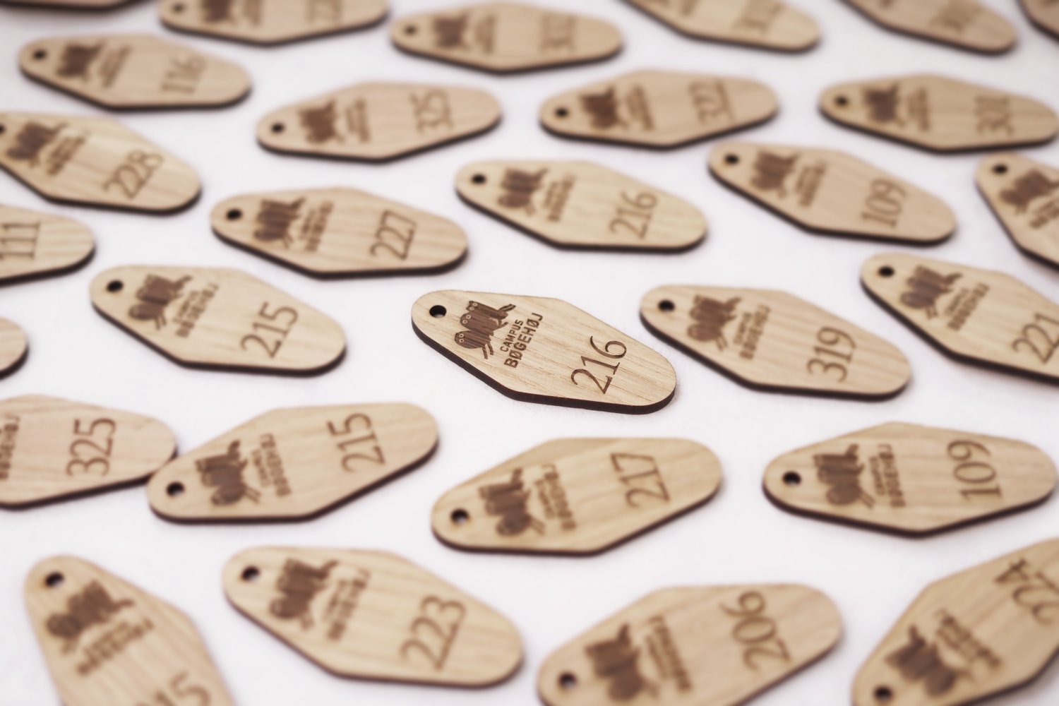 Hotel nøgleringe i træ