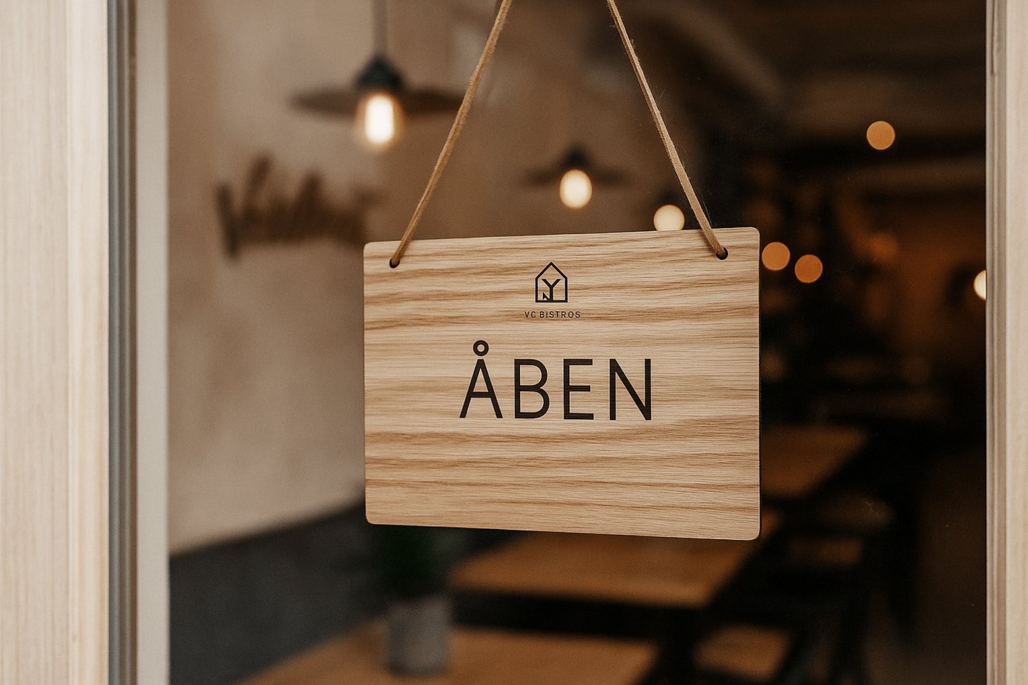 Bredt Åben / Lukket skilt i træ