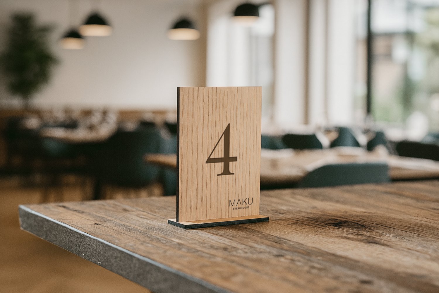 Restaurant bordnumre i træ